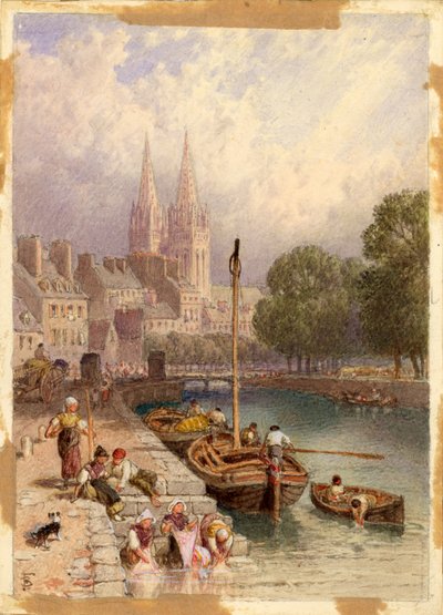 Quimper, Brittany by Myles Birket Foster